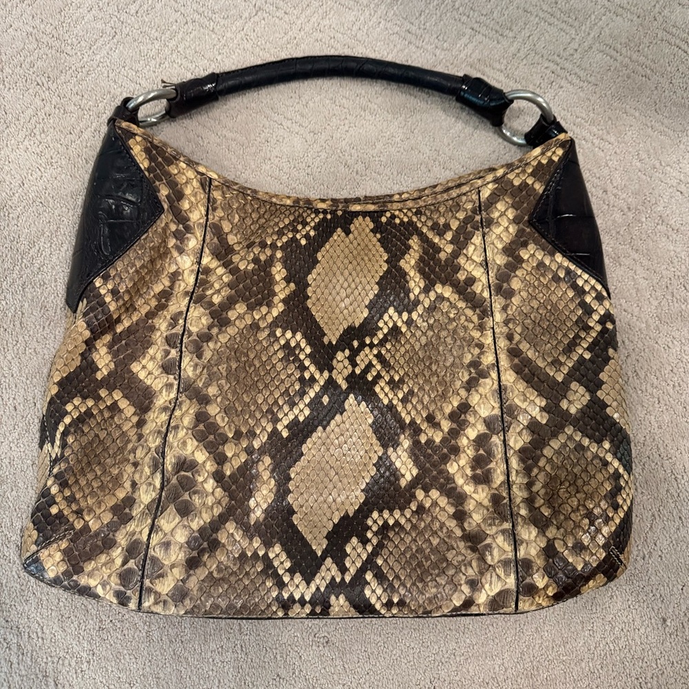 Snake Skin/Aligstor Leather Hobo Bag